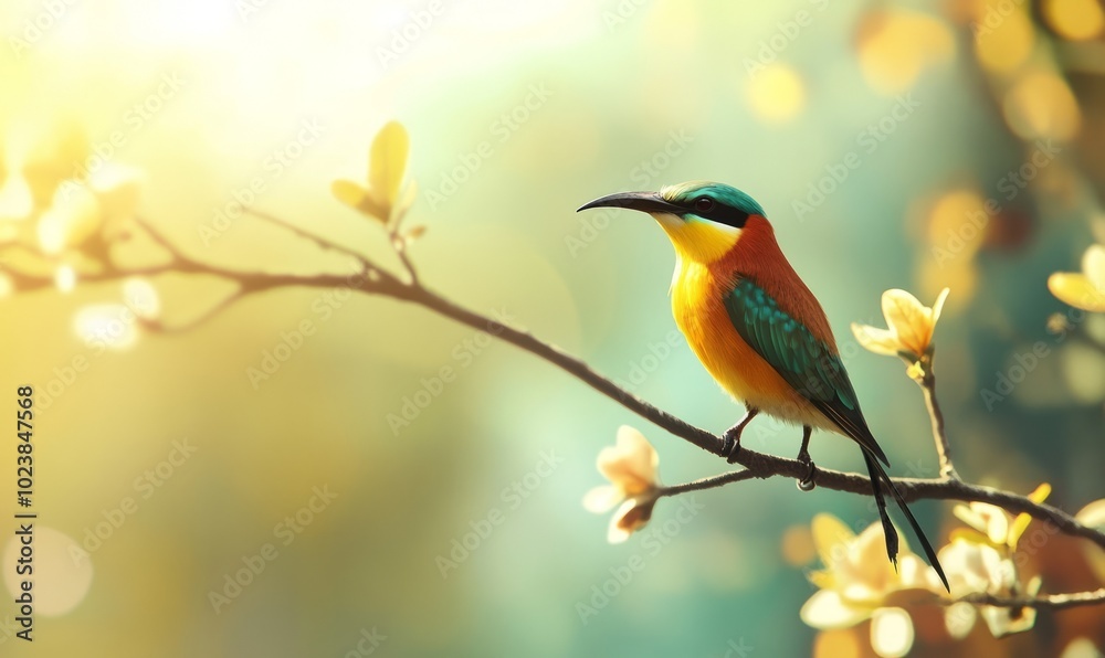 a little bee-eater stands on a branch a little bee-eater stands on a branch