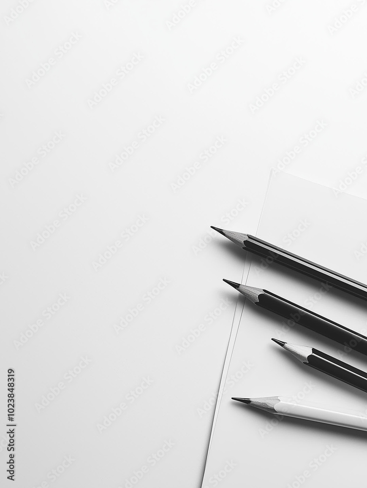 Photography with a copy space, blank notebook and pencils. Concept of art, study or work Photography with a copy space, blank notebook and pencils. Concept of art, study or work