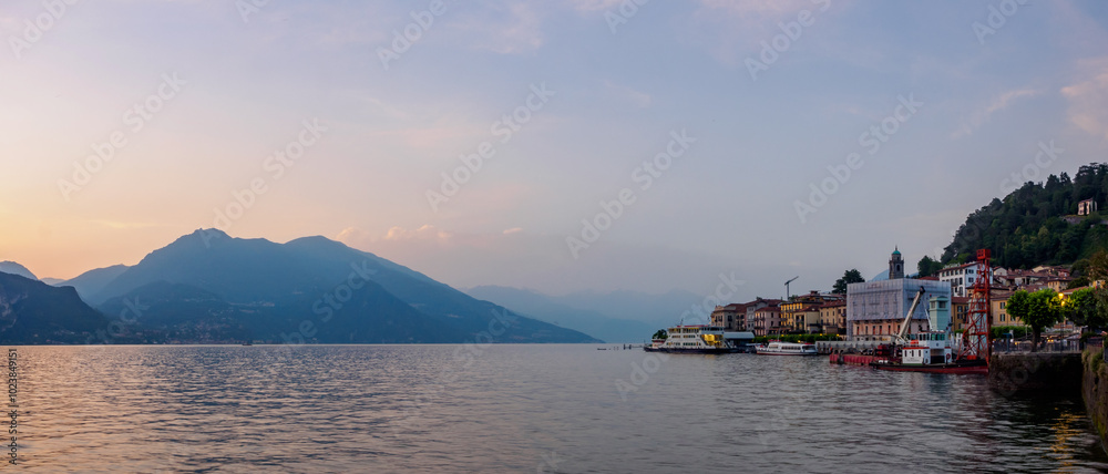Scenic Sunset Over Lake Como with Bellagio Town View