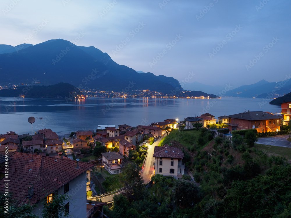Scenic Evening View of Lake Como and Surrounding Towns from Lezzeno