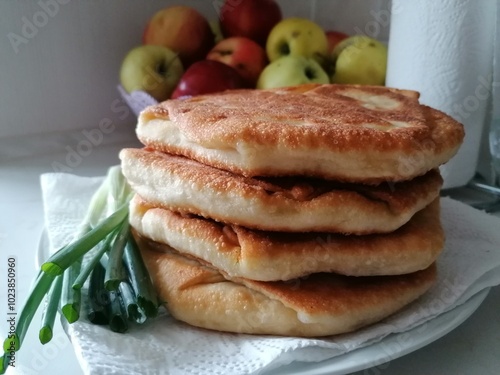 Moldovian pie, onions and apples photo