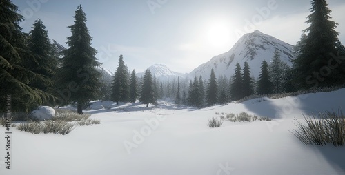 Wallpaper Mural The full moon casts a gentle glow over the snow-covered trees and ground, transforming the winter landscape into a breathtaking, tranquil wonderland under a starry sky. Torontodigital.ca