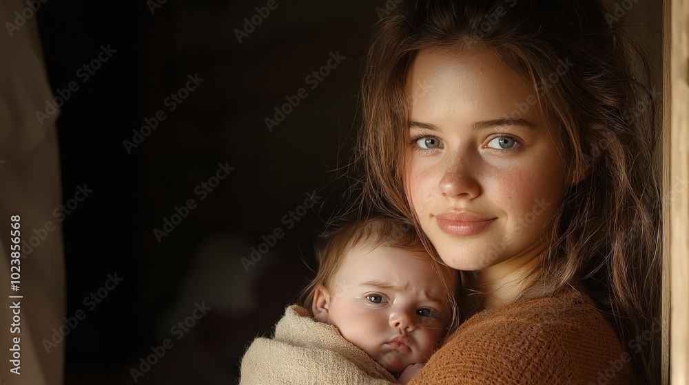 Young mother holding her baby Young mother holding her baby
