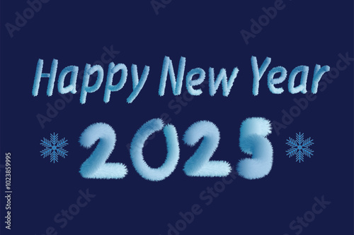 new year 2025 fluffy numbers and letters