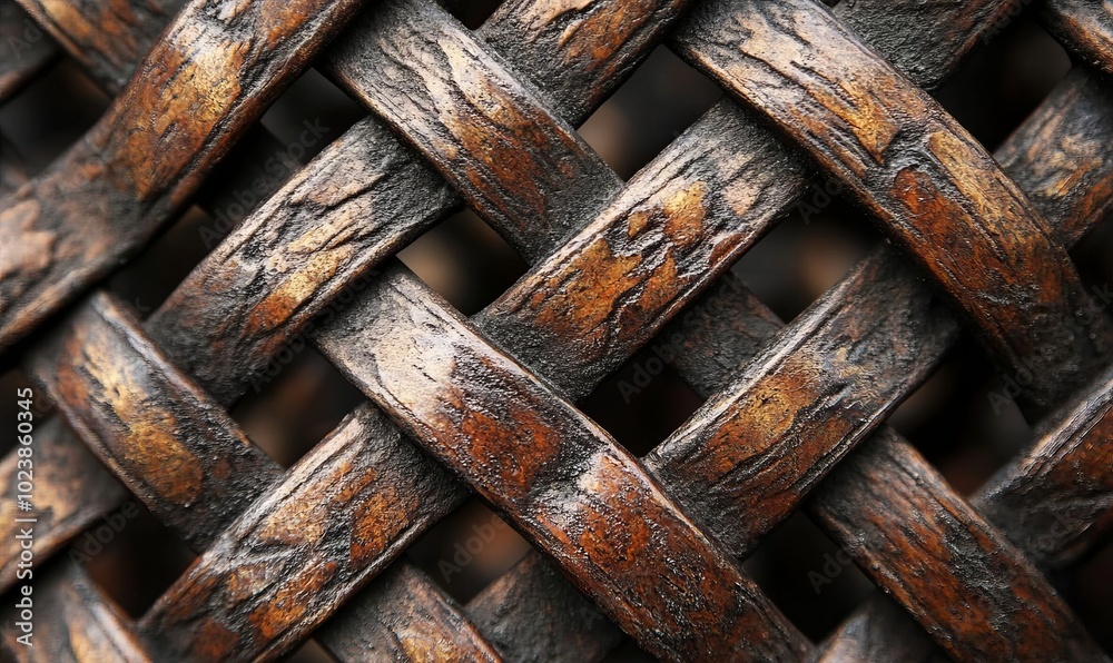 A close up of a weaved pattern made of metal A close up of a weaved pattern made of metal