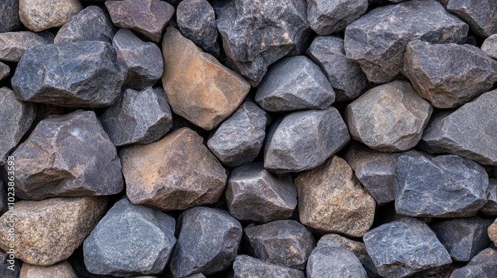 This close-up showcases dark brown rocks with black and orange hues alongside a large pile of iron ingots in an open casting mold for raw material production SEAMLESS PATTERN This close-up showcases dark brown rocks with black and orange hues alongside a large pile of iron ingots in an open casting mold for raw material production SEAMLESS PATTERN