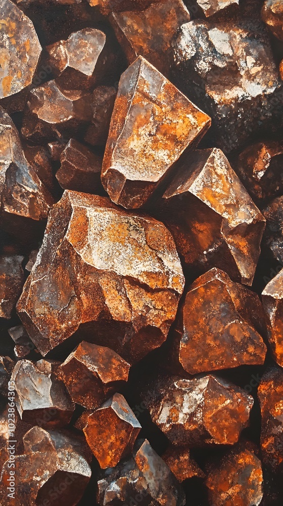 Close-up of copper nuggets, highlighting their rich brown color and intricate textures Close-up of copper nuggets, highlighting their rich brown color and intricate textures