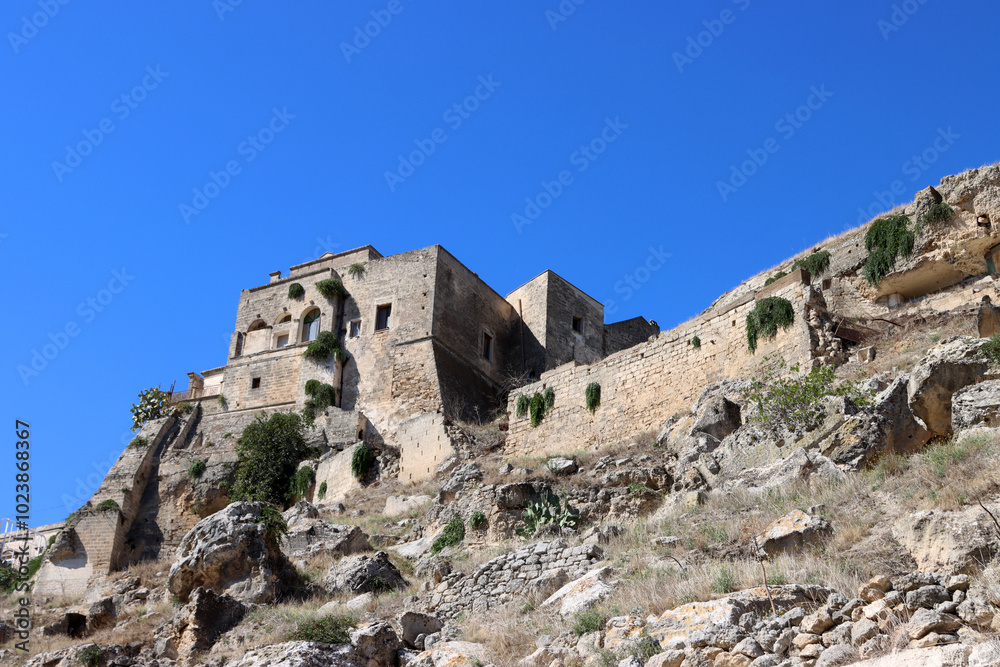 View of the Norman Castle of Ginosa, Puglia, Italy View of the Norman Castle of Ginosa, Puglia, Italy