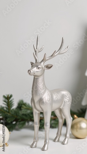 Stunning Reindeer Figurine Elevate winter wonderland display with this elegant Christmas decor photo