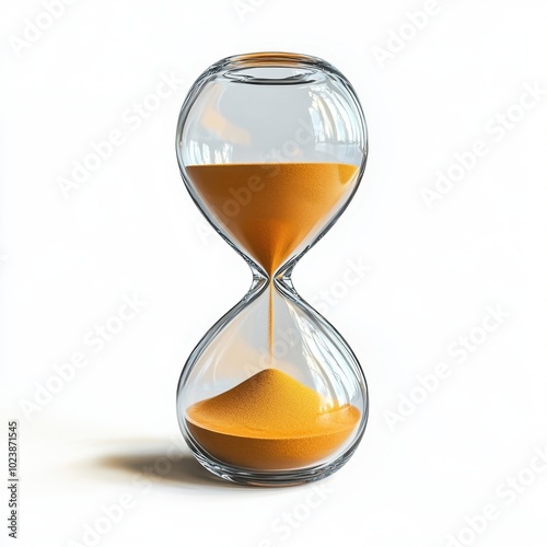 An elegant hourglass showcasing the passage of time, with fine sand flowing gracefully from top to bottom. 