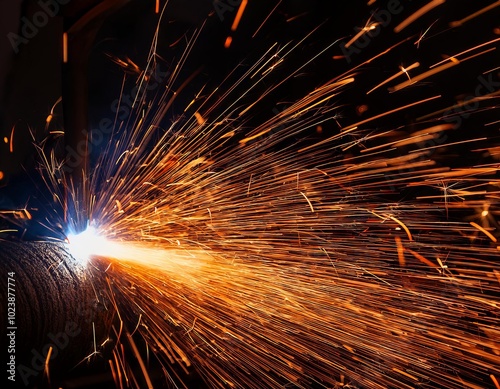 Welding sparks isolated on black background