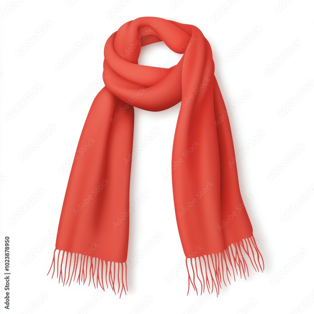 Stylish red scarf, soft fabric, perfect for autumn and winter fashion.