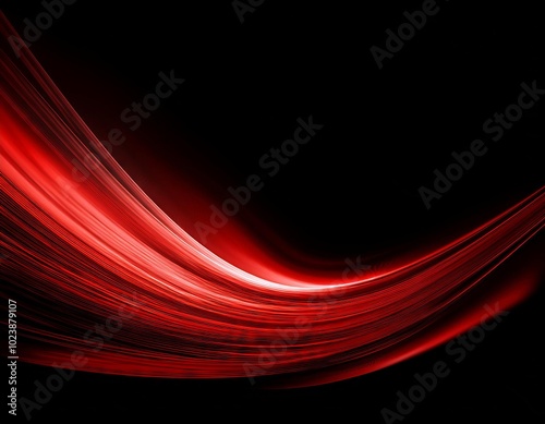 Abstract red light swoosh on a black background overlay