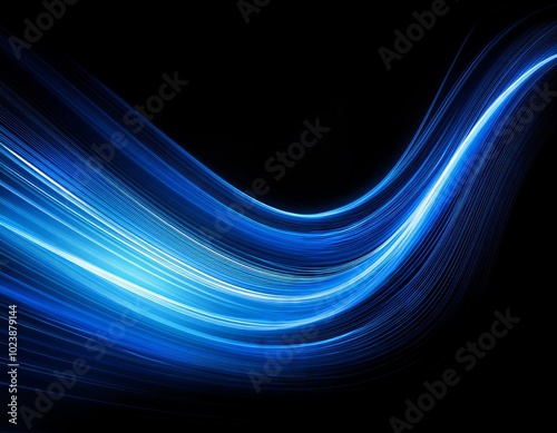 Abstract blue light swoosh on a black background overlay