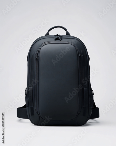 sleek black backpack with zipper compartments