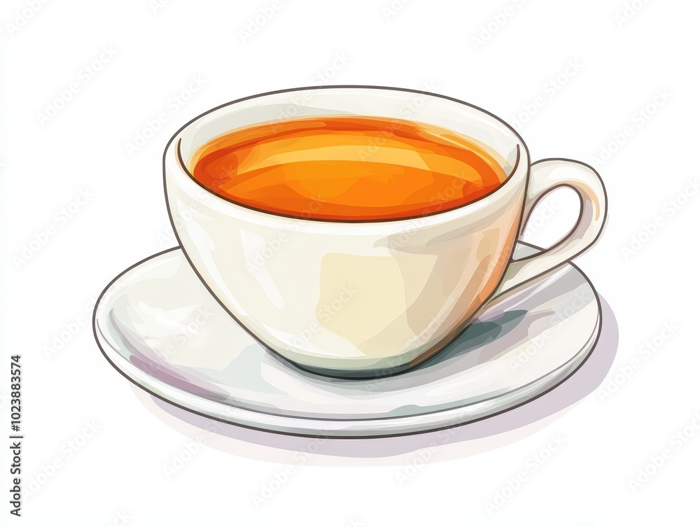 Tea cup with saucer, warm beverage on a white isolated background. Tea cup with saucer, warm beverage on a white isolated background.