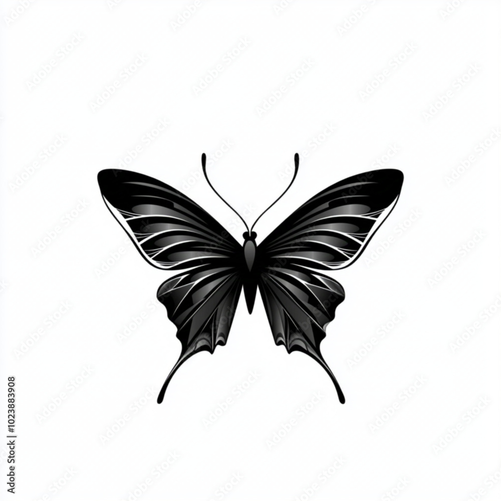 Simple vector logo of a butterfly in technological style, pure black on white background, no shadows Simple vector logo of a butterfly in technological style, pure black on white background, no shadows