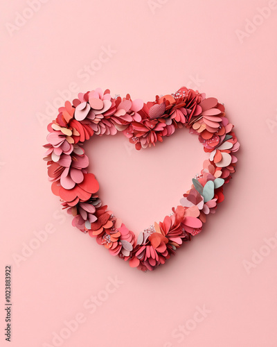Colorful Heart Shape Made of Paper Flowers