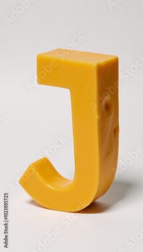 Isolated Letter J shaped like a piece of cheese cheese-inspired typography