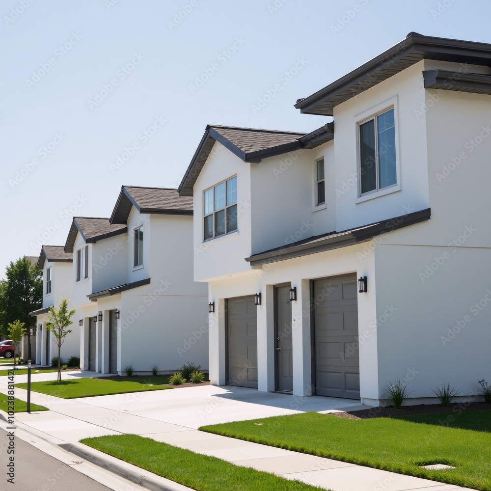 Obraz premium New houses in newly built residential neighborhood