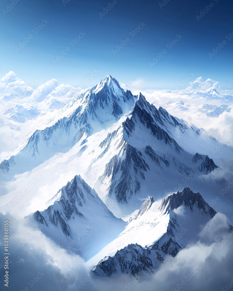 Majestic Snow-Capped Mountains Above the Clouds