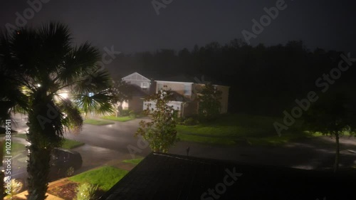 Hurricane big gust wind, heavy rain and lightning on landfall of Hurricane Milton photo