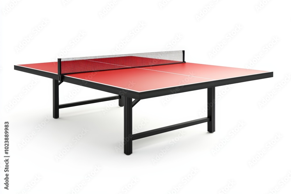 Table tennis table with red surface and black legs, isolated on white background. Table tennis table with red surface and black legs, isolated on white background.