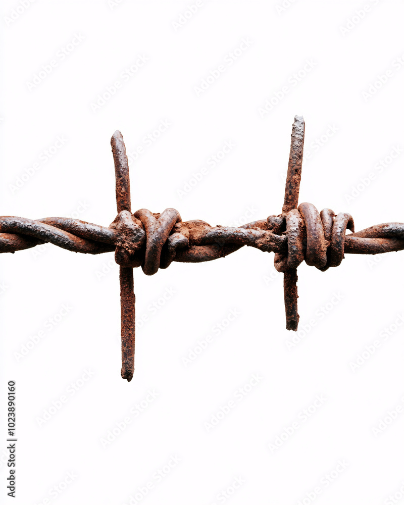 rusty barbed wire on a white background rusty barbed wire on a white background