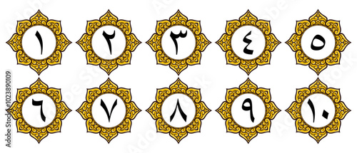 Luxury Arabic Numerals with Ornamental Design Isolated on White Background. Premium Editable and Scalable Vector Illustration for Elegant Backgrounds, Covers, and Page Decor