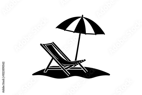 beach chairs and umbrella