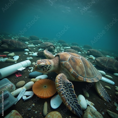 Catastrophic damage to oceans  rivers due to plastic pollution photo