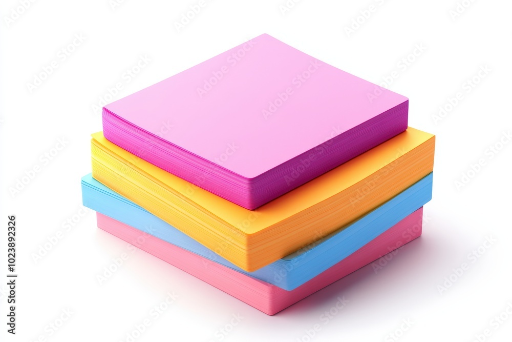 Colorful sticky notes stacked on each other, white isolated background. Colorful sticky notes stacked on each other, white isolated background.