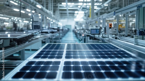 Modern Solar Panel Manufacturing Facility: Automation and Efficiency