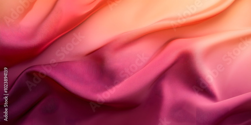 peach burgundy abstract wavy background. Silk satin fabric. gradient of peach and burgundy colors. Elegant, luxurious, rich. design