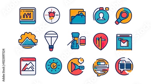 Flat vector icons for digital marketing concepts
