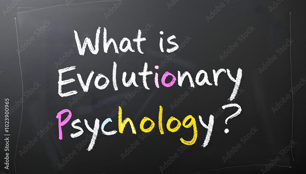 What is Evolutionary Psychology? written on chalkboard isolated with white highlights, png What is Evolutionary Psychology? written on chalkboard isolated with white highlights, png