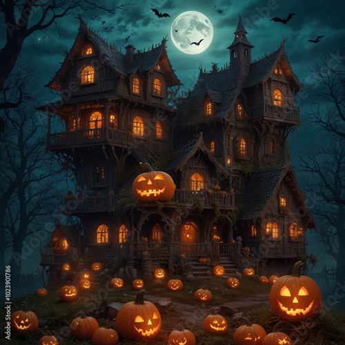 halloween background with pumpkins