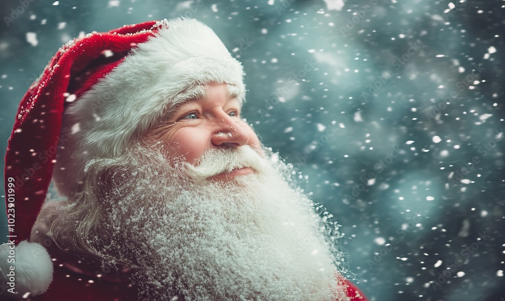 A red santa with a white hat and a white beard A red santa with a white hat and a white beard
