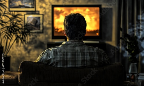 A man is watching television