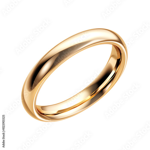 Shiny gold ring on white isolate background. transparent background photo