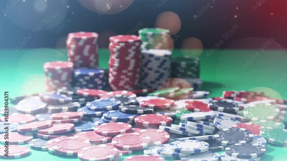 Isolated casino poker chips falling in slow motion.  background with alpha channel. Luck and money jackpot win concept. Copy space for logo name or banner text