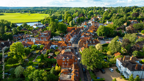 Aerial view of Wargrave, a historic village and civil parish in Berkshire, England