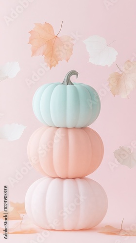 Pastel Pink Halloween Invitation with Pumpkins and Floral Accents