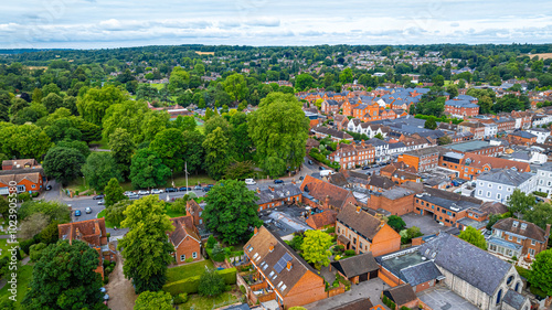 Aerial view of Marlow,a town and civil parish within the Unitary Authority of Buckinghamshire, England photo