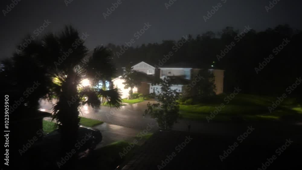 Hurricane big gust wind, heavy rain and lightning on landfall Hurricane big gust wind, heavy rain and lightning on landfall