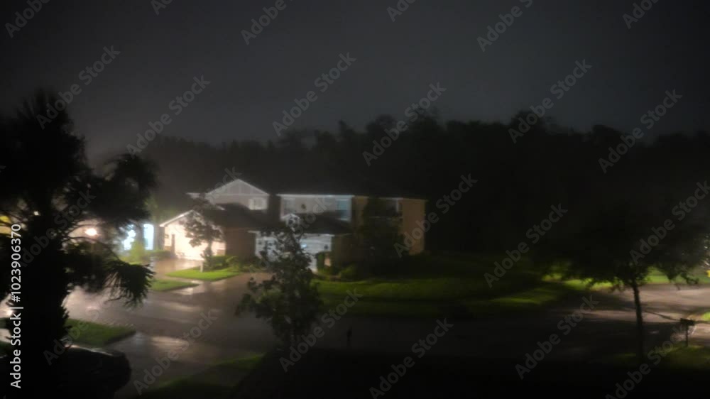 Hurricane big gust wind, heavy rain and lightning on landfall Hurricane big gust wind, heavy rain and lightning on landfall