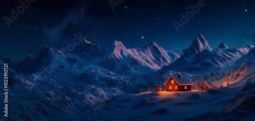 Mountain cabin wallpaper background 002