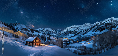 Mountain cabin wallpaper background 001