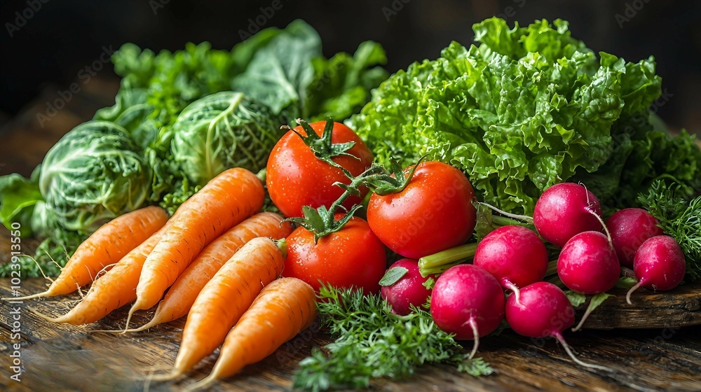 Fresh Vegetables on Wooden Table Fresh Vegetables on Wooden Table