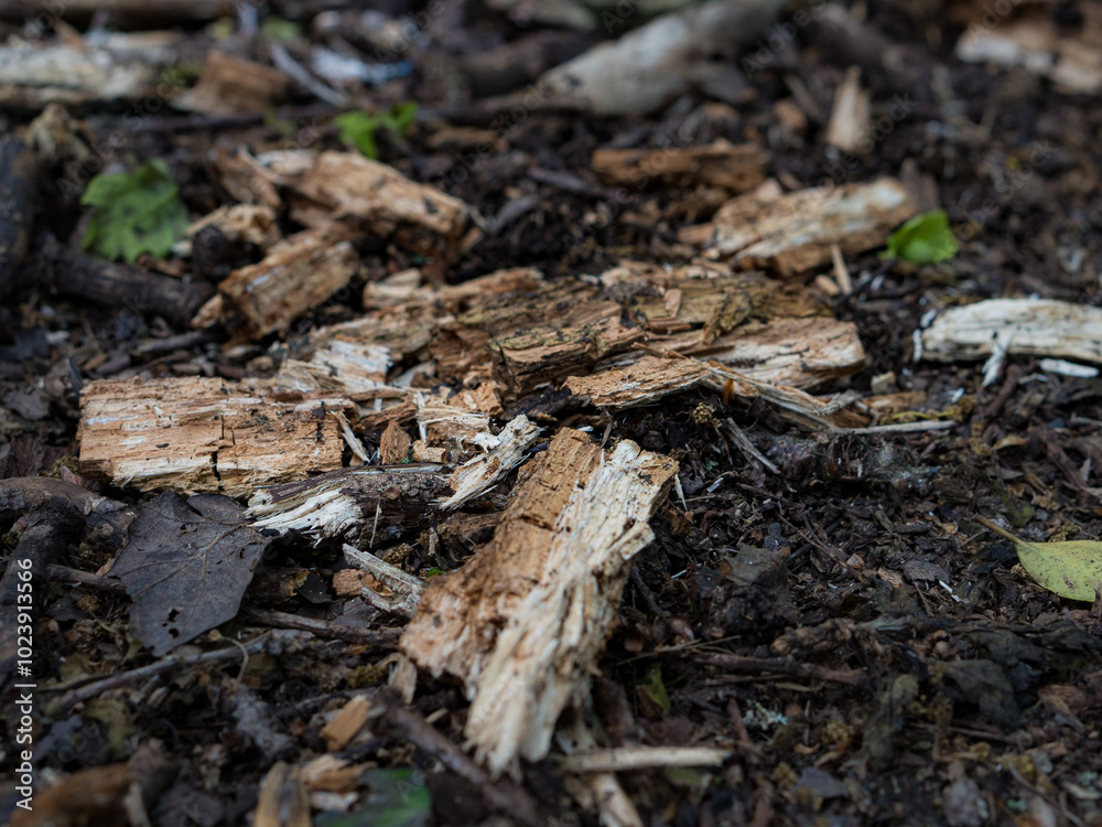 Close up detail of woodland grounds with a mixture of dark, light browns and a hint of green Close up detail of woodland grounds with a mixture of dark, light browns and a hint of green